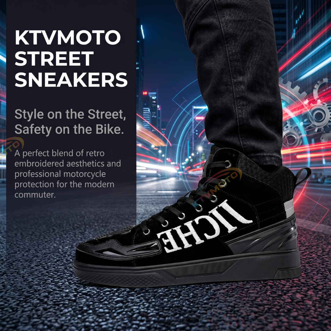 Embroidered streetwear-style motorcycle casual shoes-K49