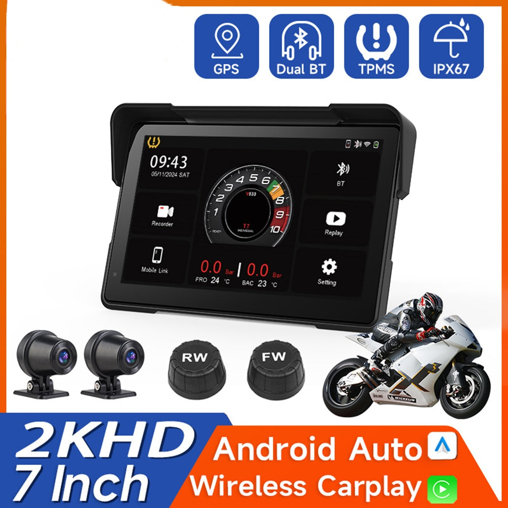 2K HD Video Recorder GPS Navigation IPX8 Waterproof Screen Bluetooth-P03