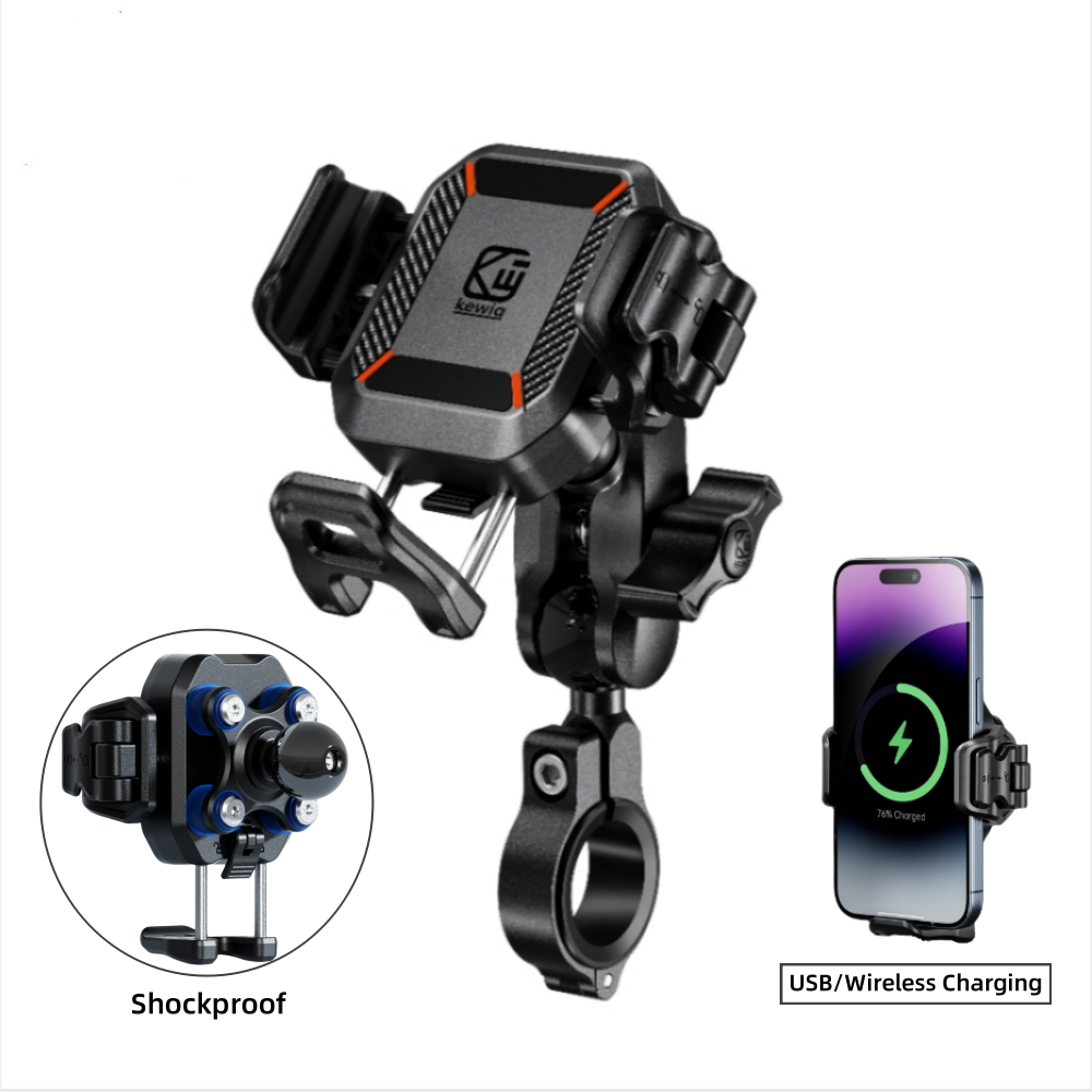 Shock Absorption 15W Wireless Fast Charger Waterproof Motorcycle Phone Holder - M43