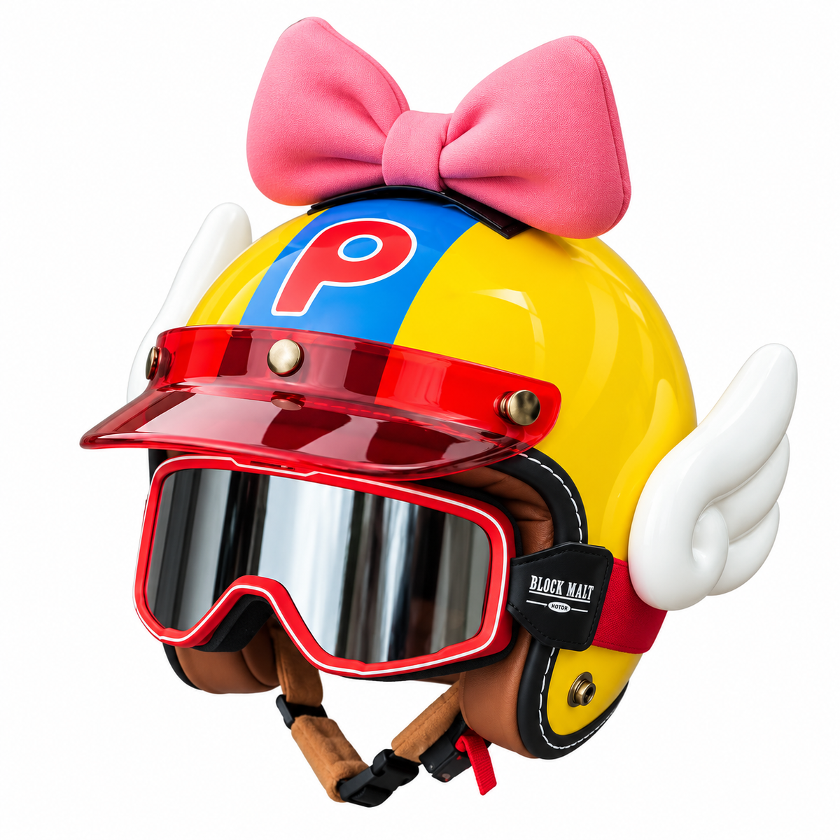 KTVMOTO Bowknot Wing Retro Open Face Motorcycle Helmet-I33