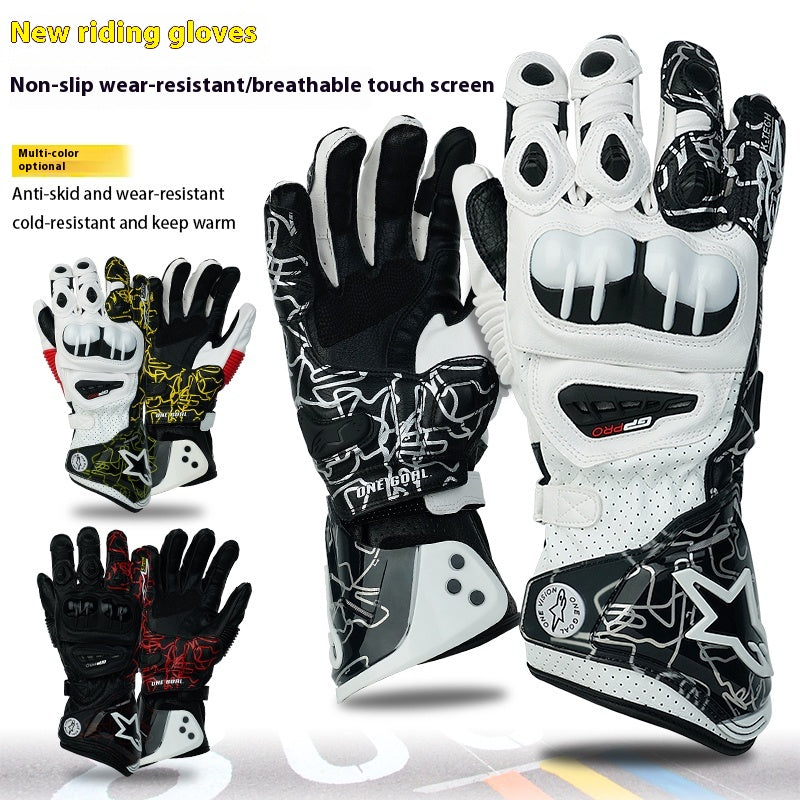 Printed S1 Racing Gloves Anti-fall PU Leather Touch Screen Cycling Gloves-G05