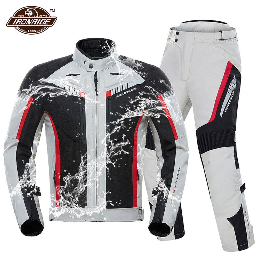 Waterproof Motorcycle Jacket Men's Racing Suit with EVA Protection-J03