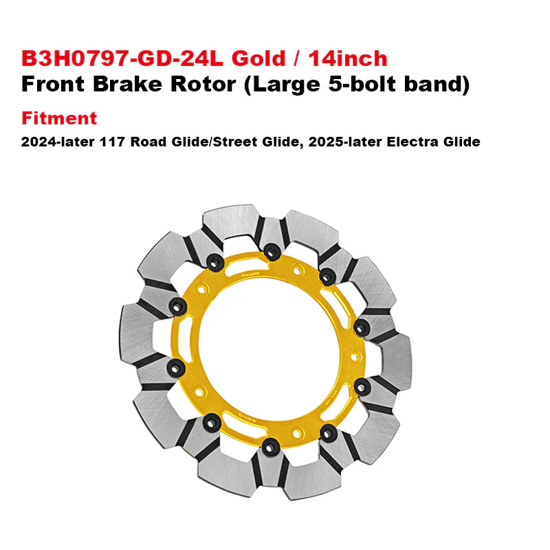 PB Style 5-Bolt Performance 13 Inch Front Brake Rotor for HD Touring and Softail Motorcycle Brake Systems