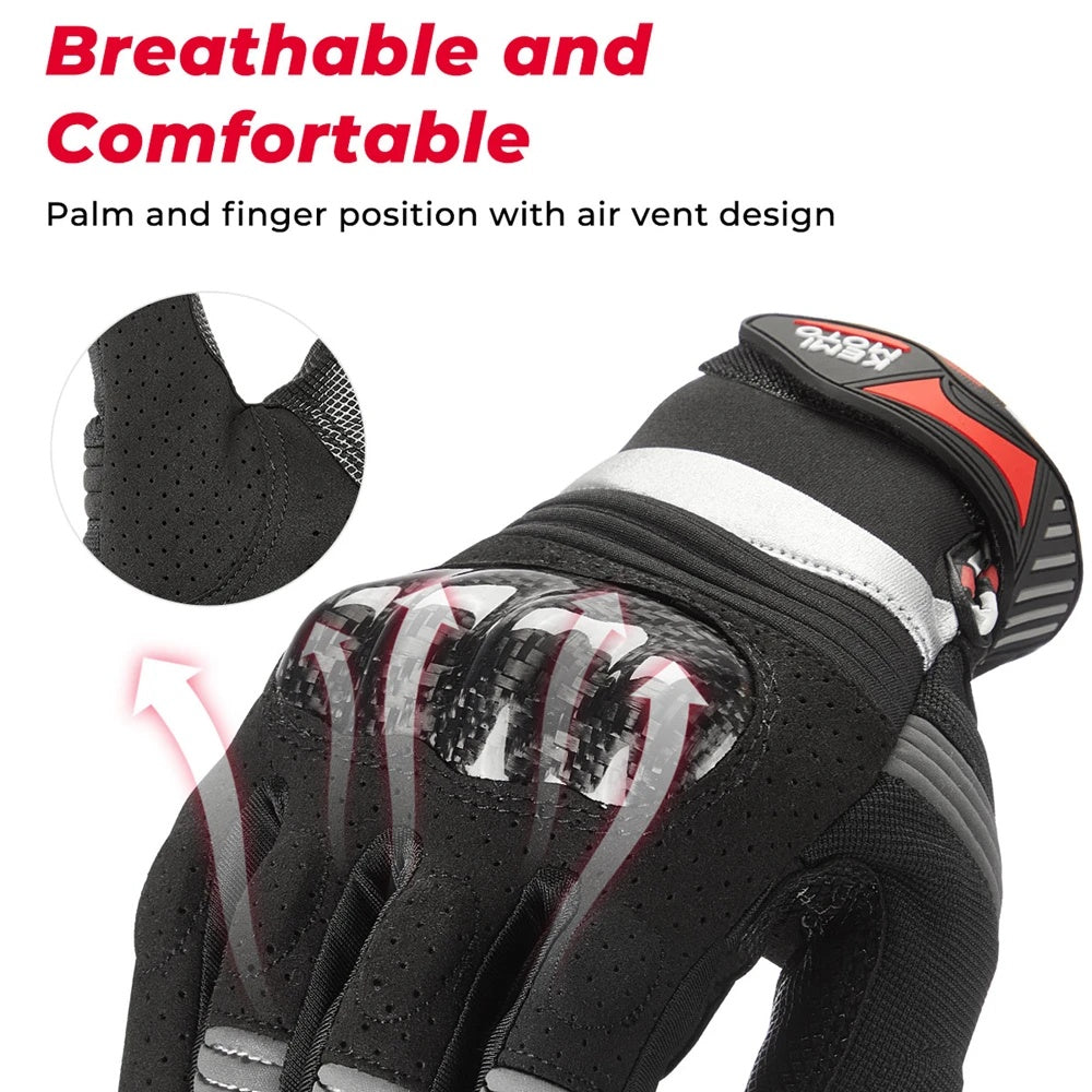 Breathable Carbon Fiber Leather Touchscreen Motocross Gloves - G07