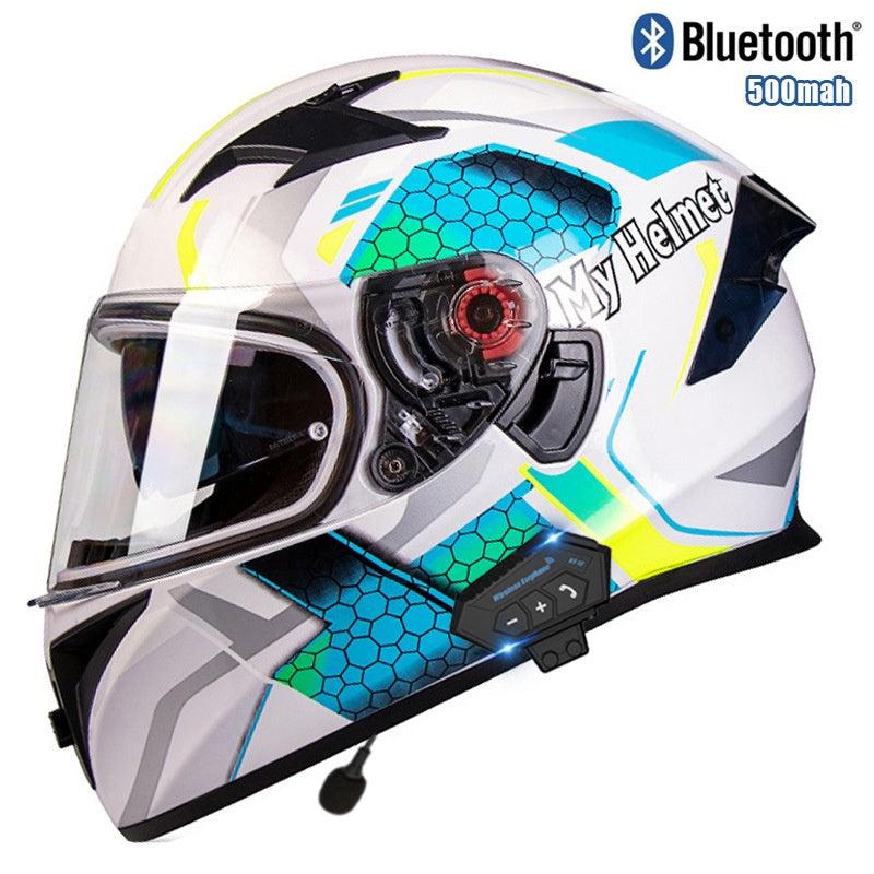 Artistic skull-painted full-face modular motorcycle helmet-I93