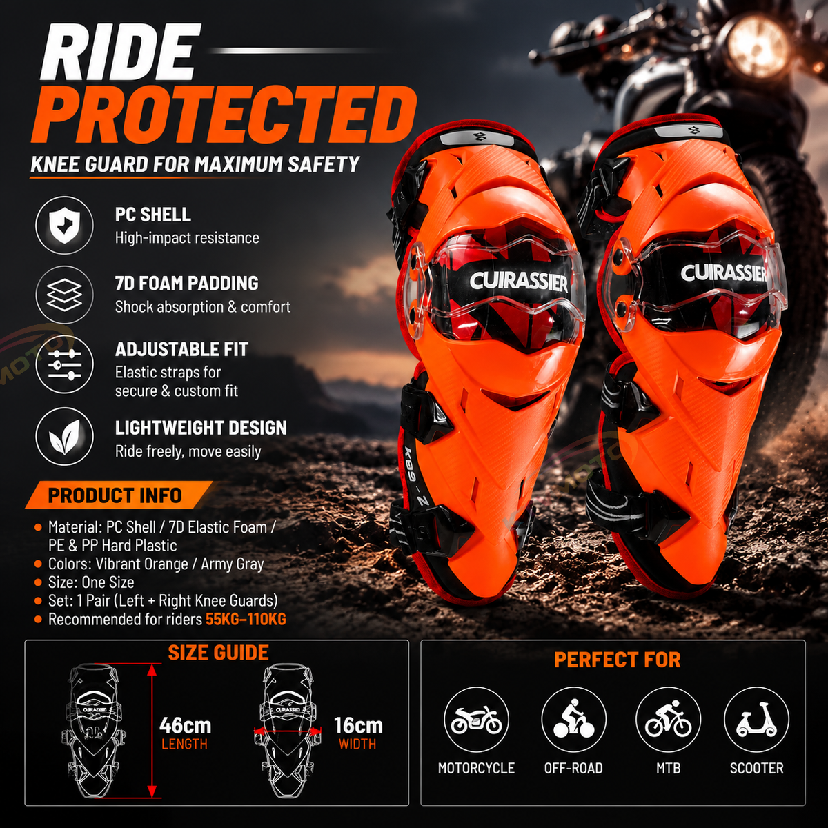 Motorcycle riding knee guards-Y33