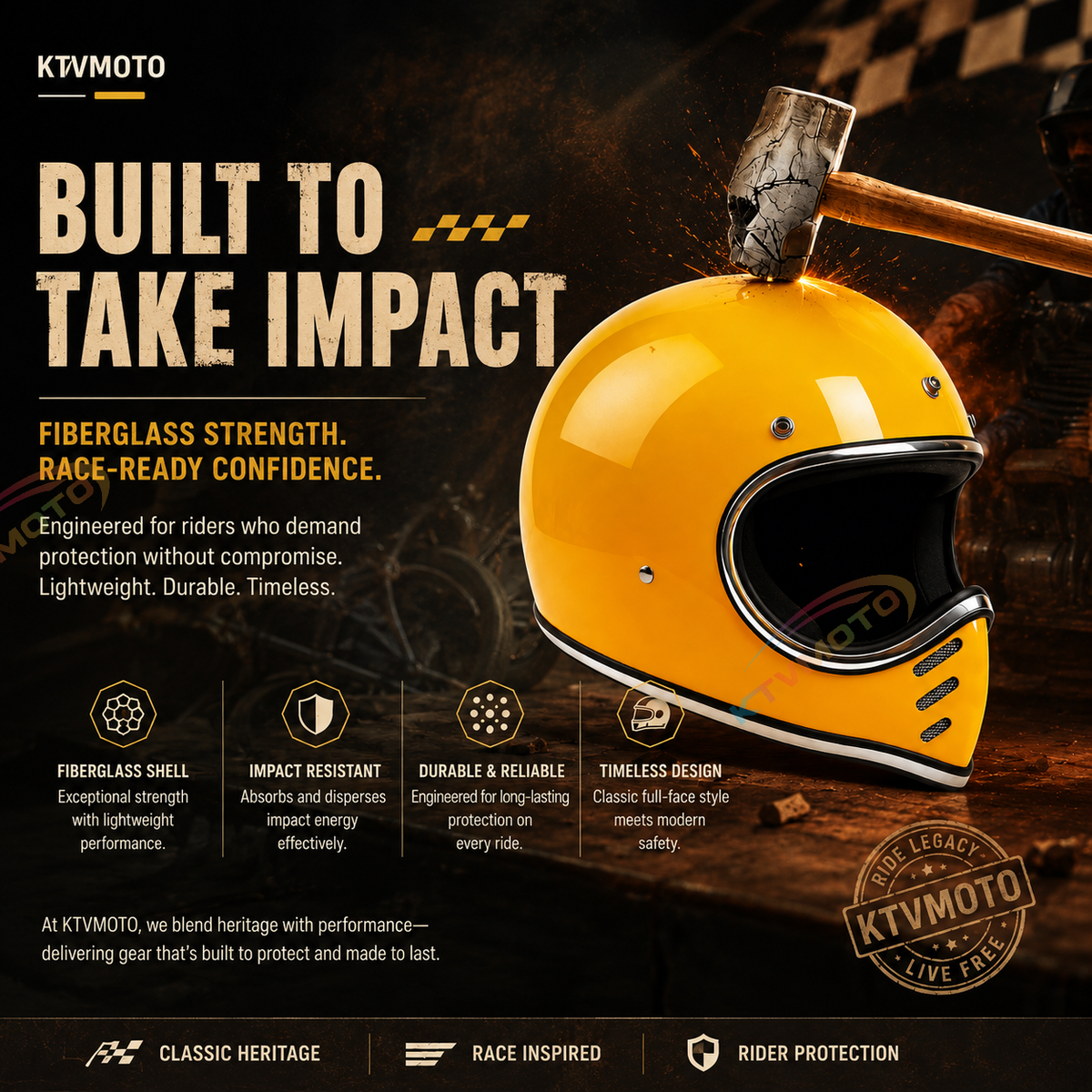 Open-style retro full-face motorcycle helmet-I137