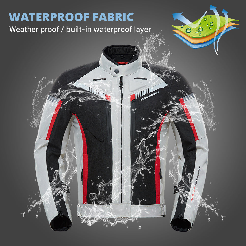 Waterproof Motorcycle Jacket Men's Racing Suit with EVA Protection-J03