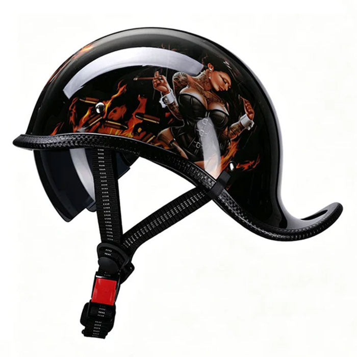 KTVMOTO Vintage Half Helmet with Visor – Retro Motorcycle Helmet-I131