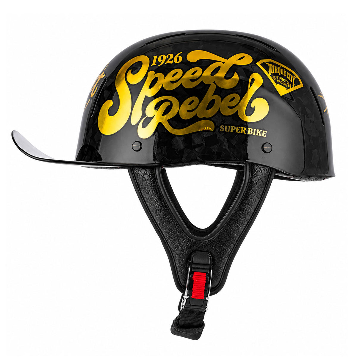 Retro Carbon Fiber Breathable Half-Helmet for Cruiser Motorcycles-I292