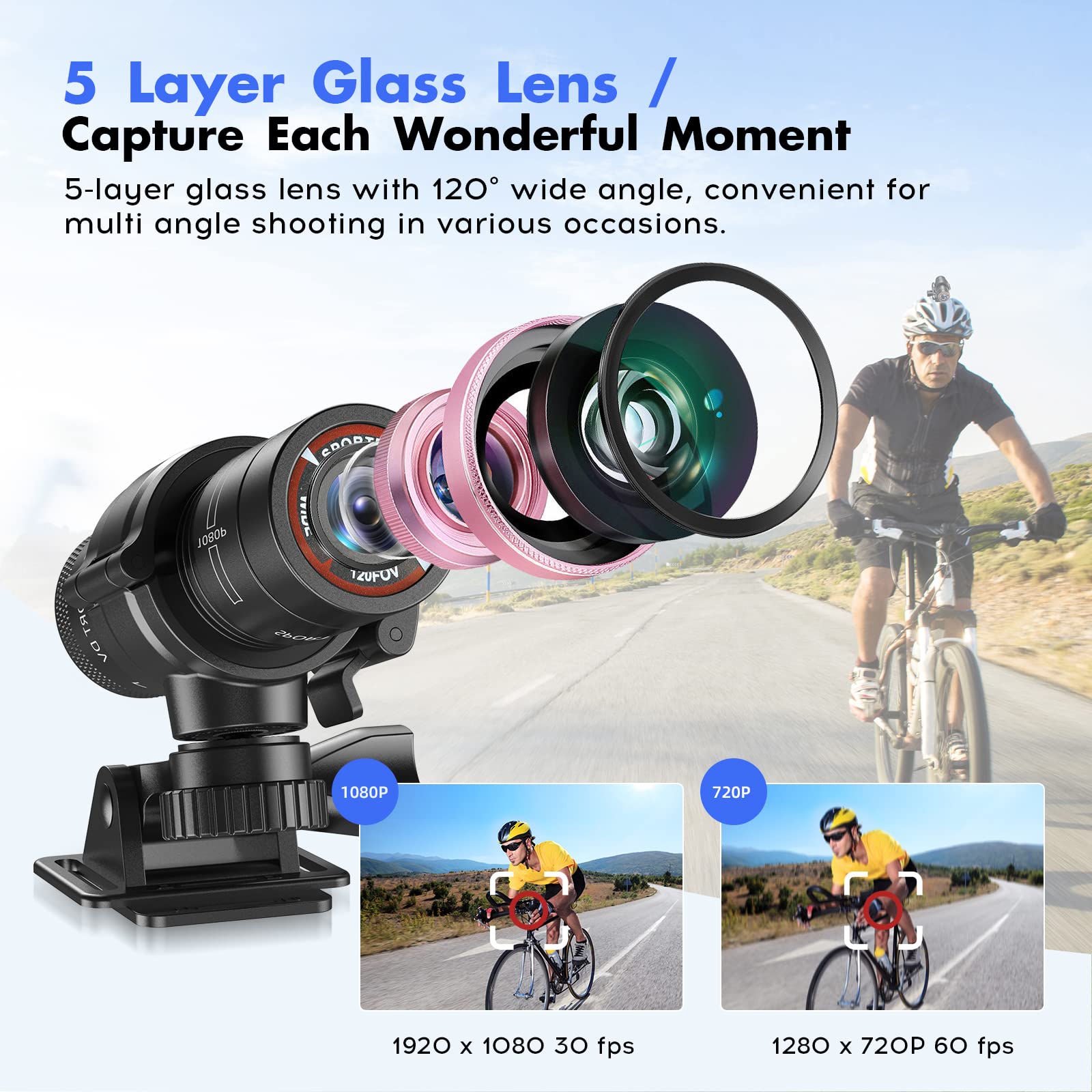 Motorcycle Helmet Camera 1080P HD Waterproof-L19