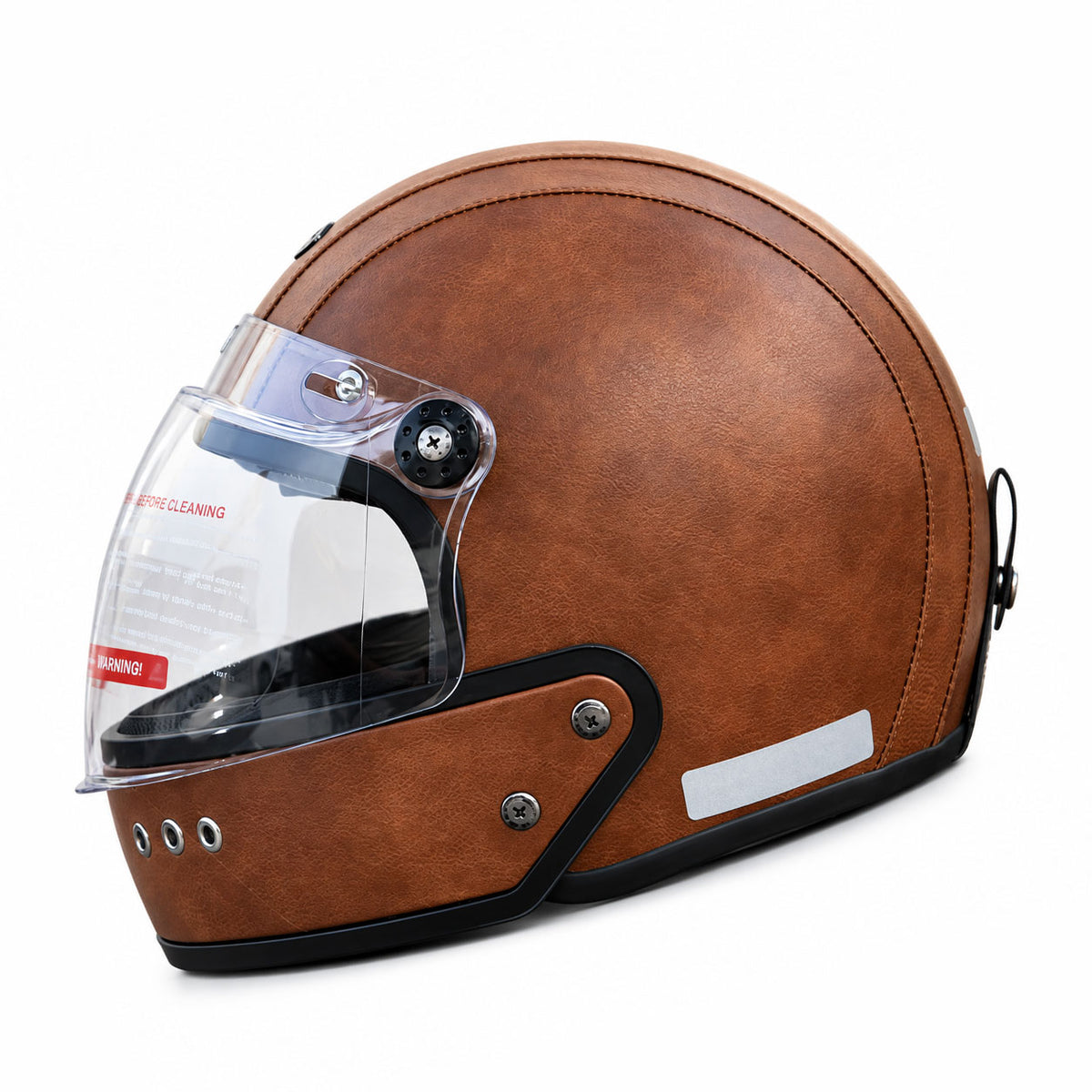 Retro-style leather-finish multi-functional modular motorcycle helmet-I284