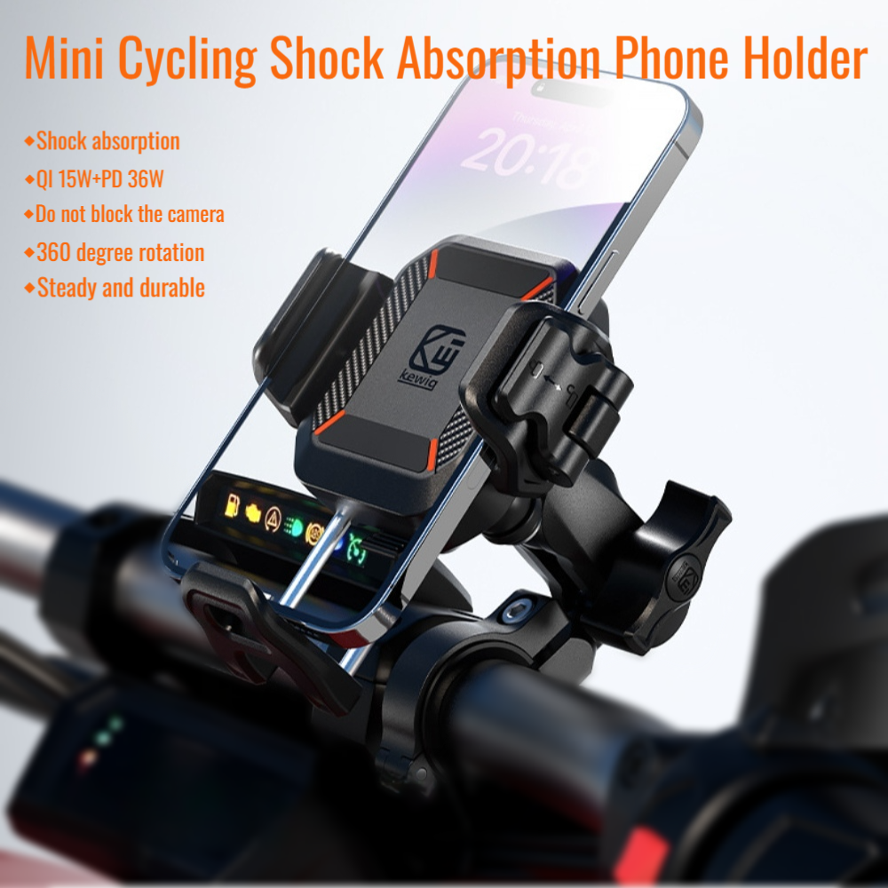 Shock Absorption 15W Wireless Fast Charger Waterproof Motorcycle Phone Holder - M43