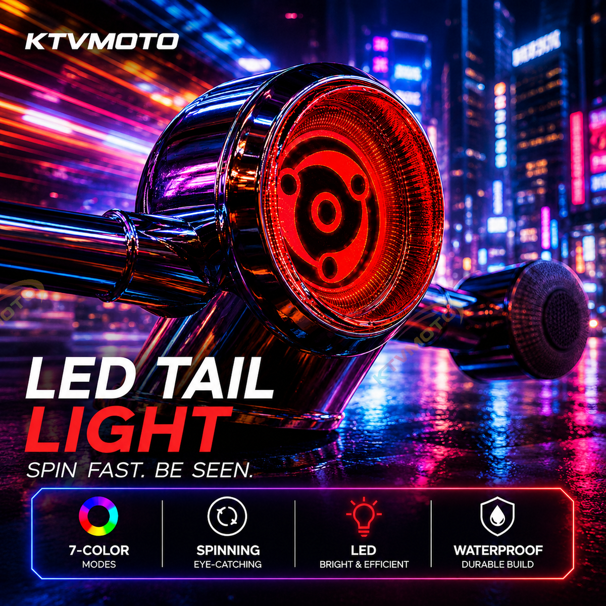 Motorcycle Rear Vortex-Style Multicolor LED Modification Light-D22
