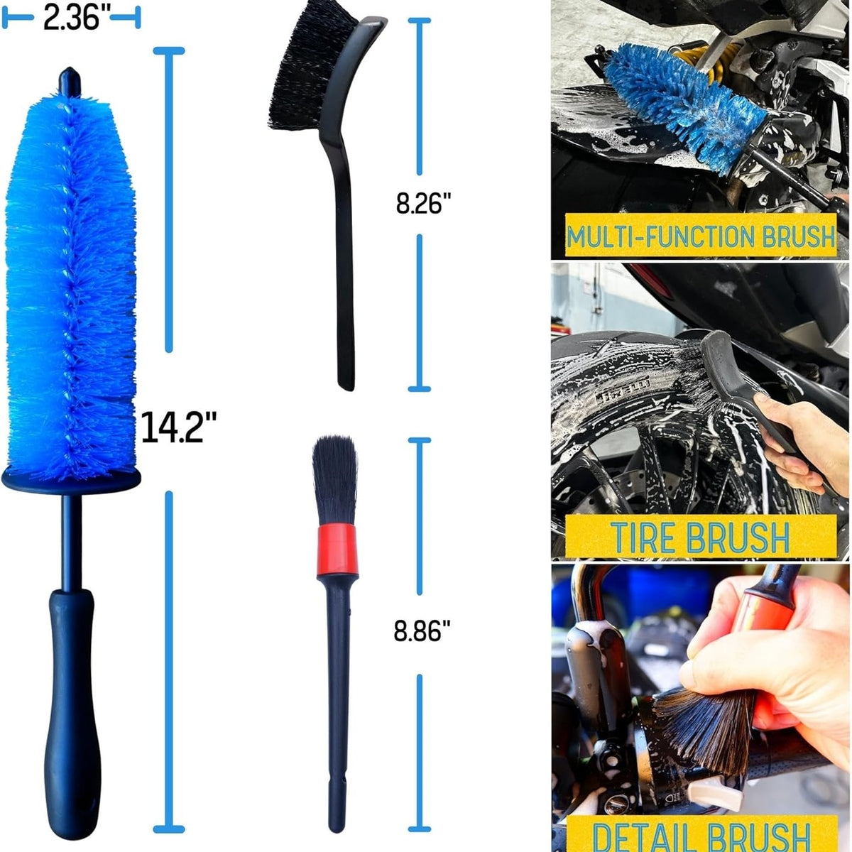 Motorcycle Cleaning Brush Set 6 Pack-X01