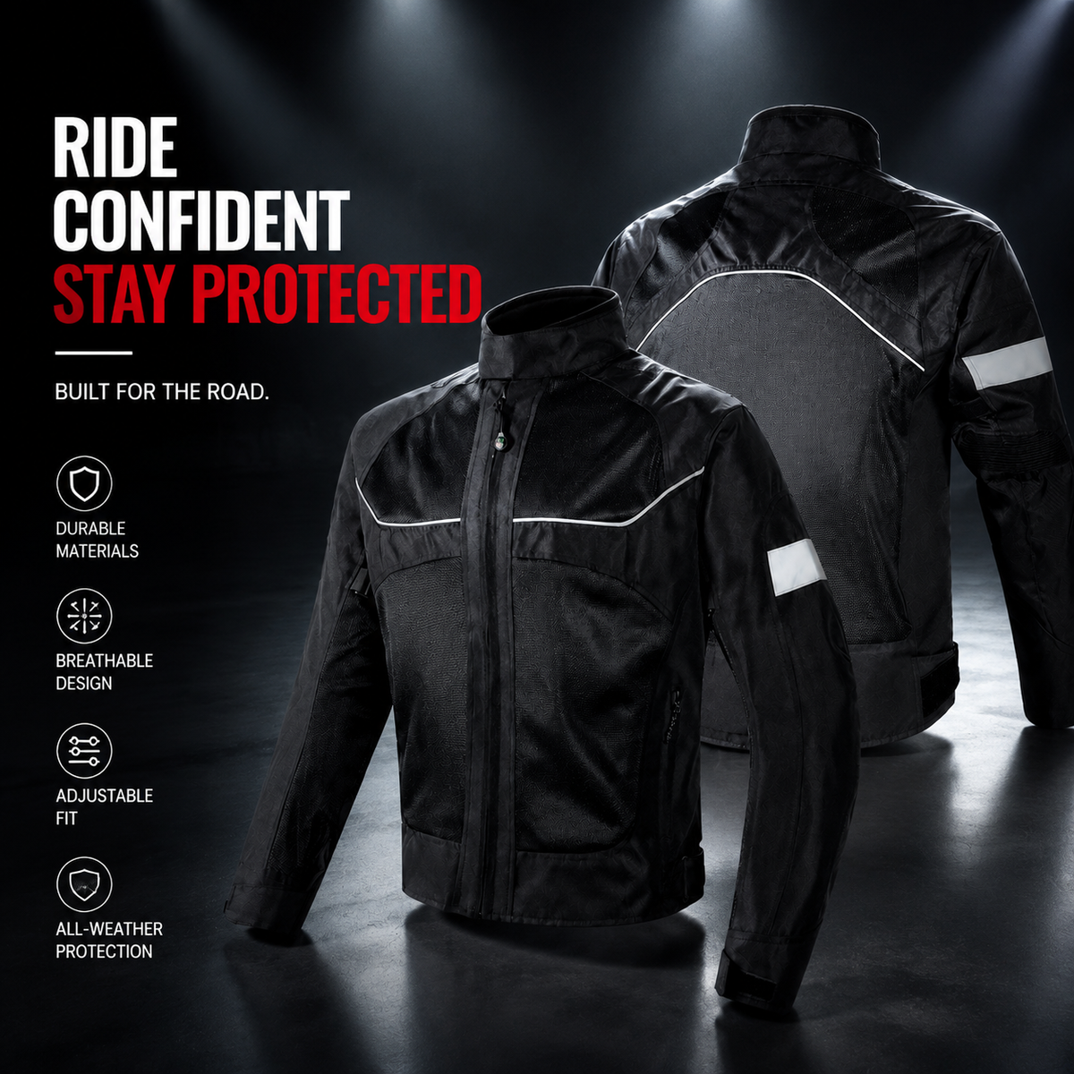 Motorcycle riding suit with reflective mesh（CE Grade）-J80