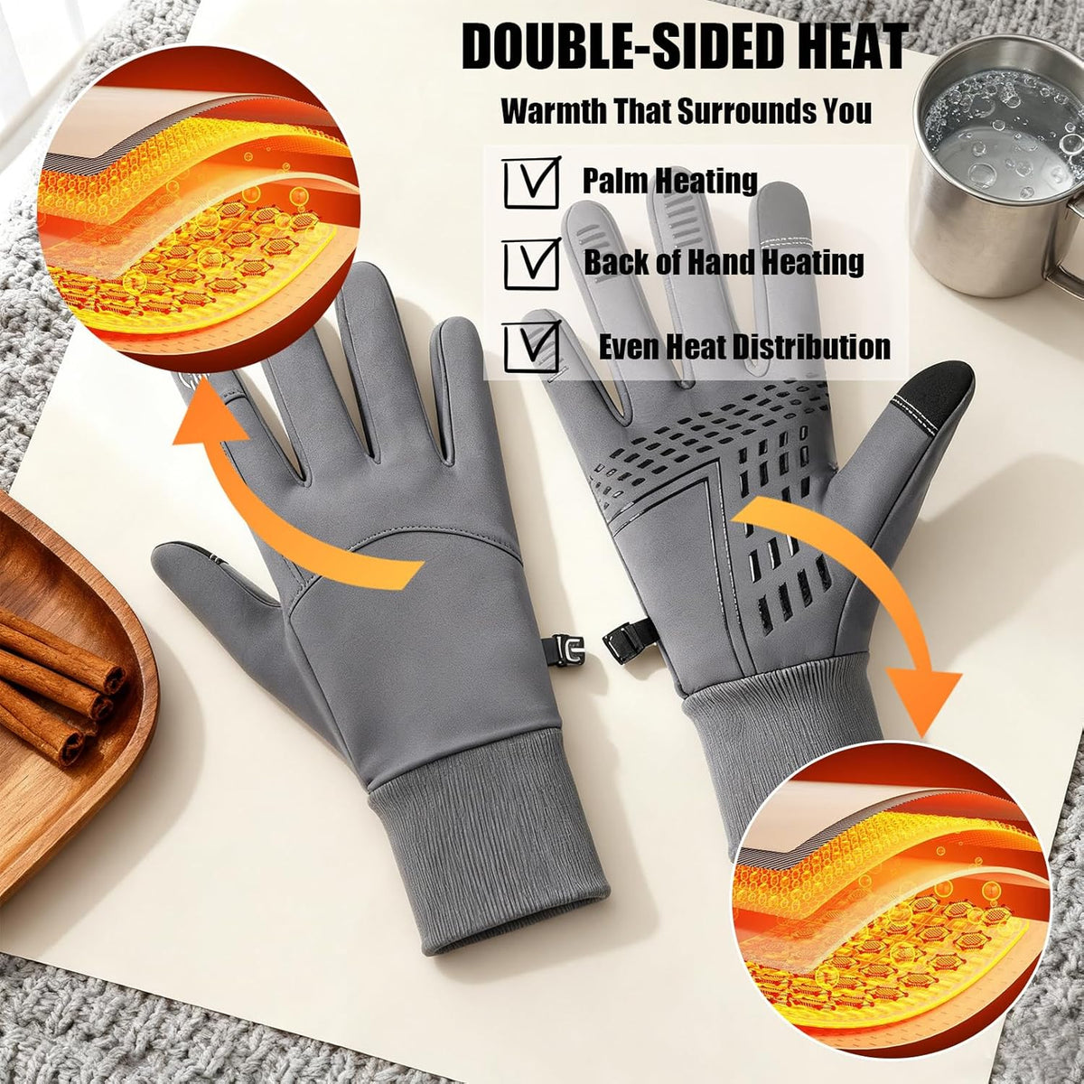 Heated Touchscreen Winter Gloves for Winter Sports Cycling Hunting