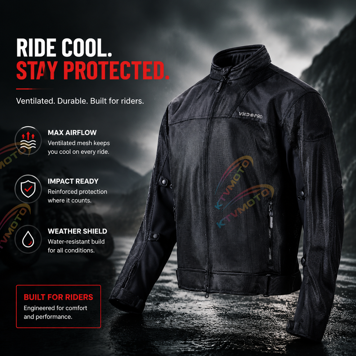 Breathable motorcycle riding gear with CE Level 2 armor-J96