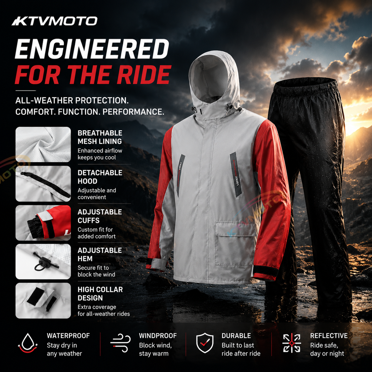 Two-piece motorcycle rain suit（Set）-C16