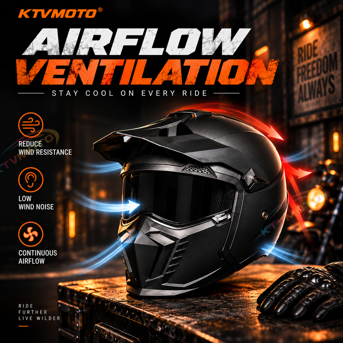 KTVMOTO Futuristic Full Face Motorcycle Helmet-I271