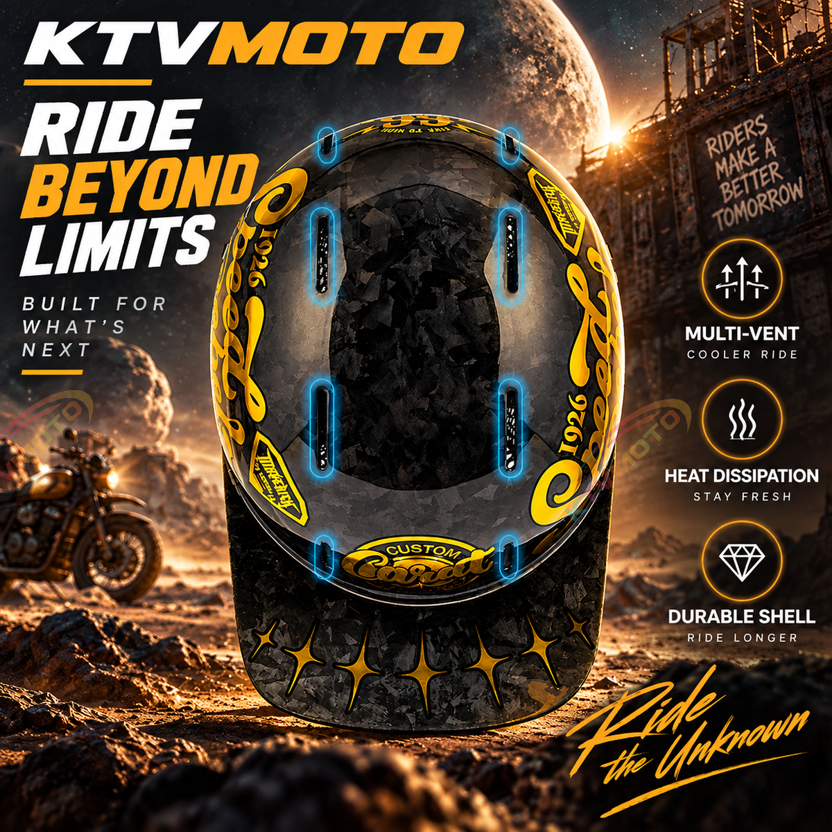 Retro Carbon Fiber Breathable Half-Helmet for Cruiser Motorcycles-I292