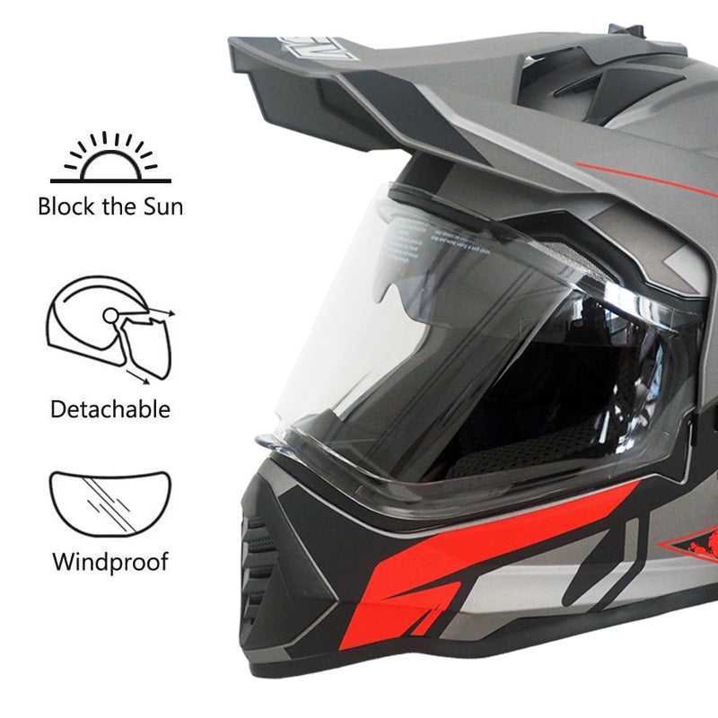 Full Face Motocross Helmet with Wind Visor and Sunshield - I04