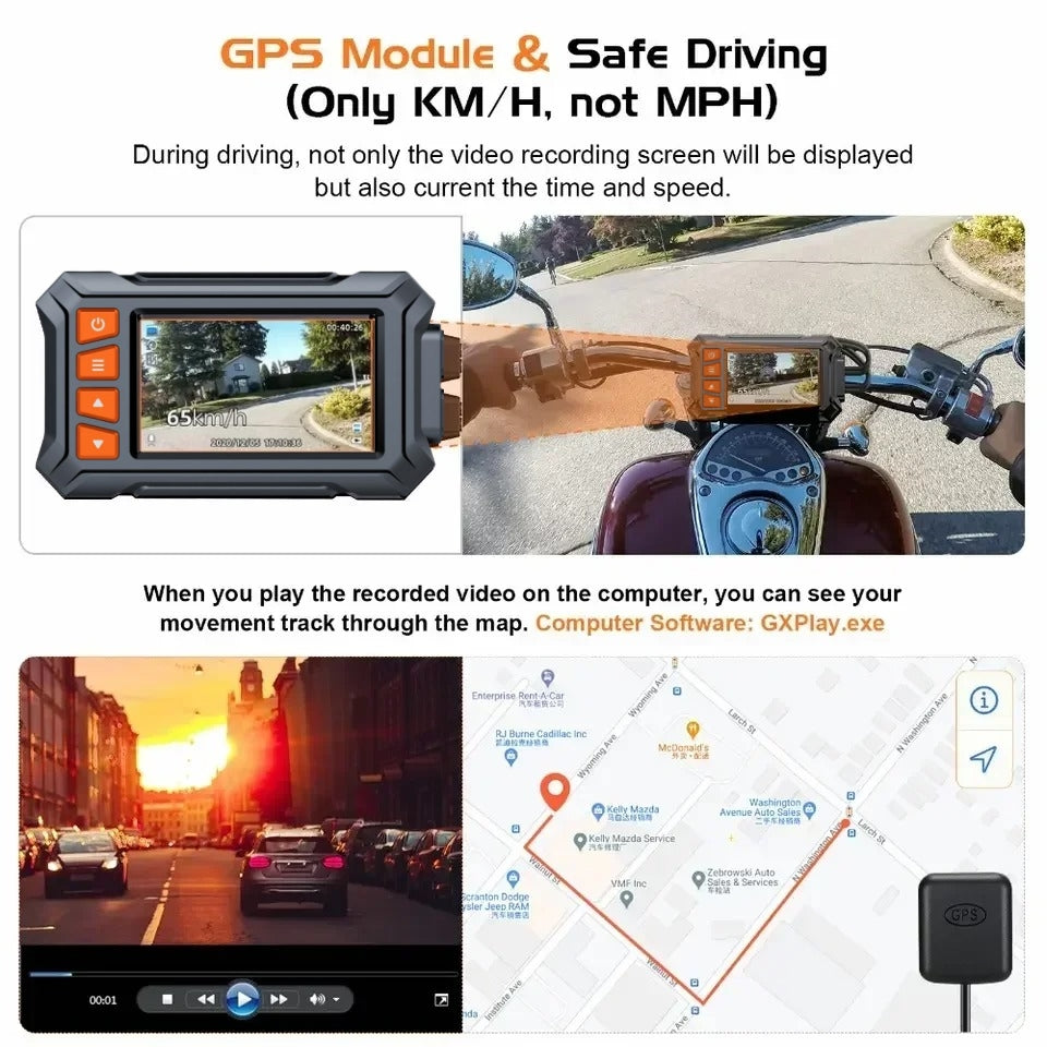 Dual Lens 1080P HD Night Vision Anti-Shake GPS Waterproof DVR Driving Recorder-F03