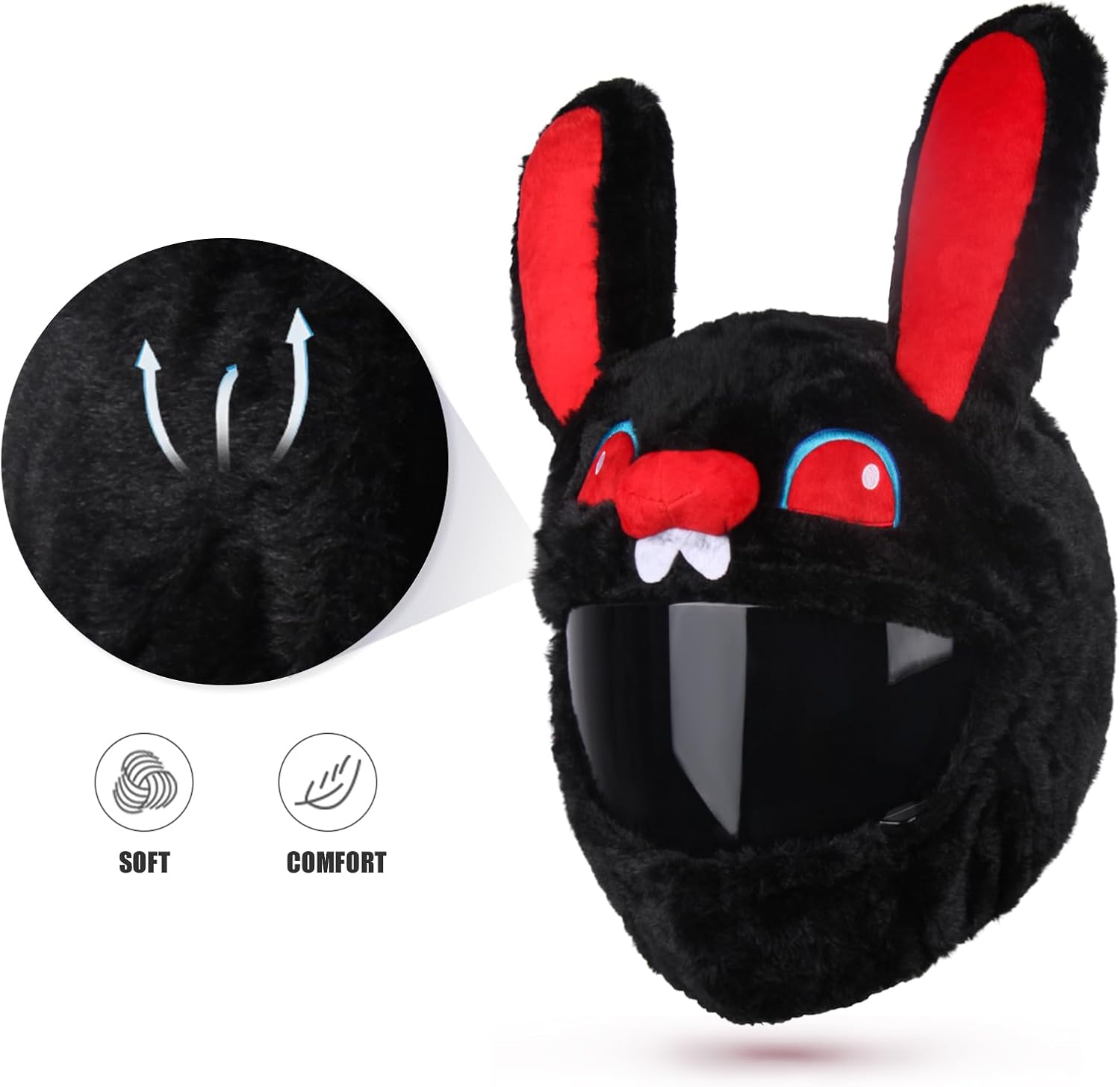 Funny motorcycle helmet covers-Black Rabbit