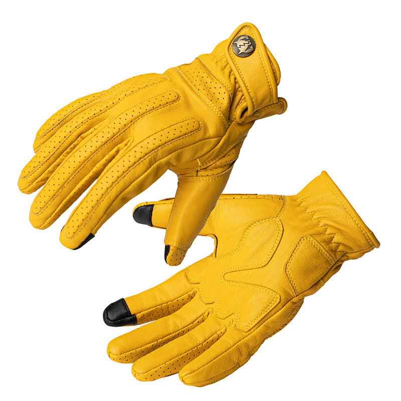 Retro Cruiser Motorcycle Gloves Genuine Leather Sheepskin Harley Crashproof-G72