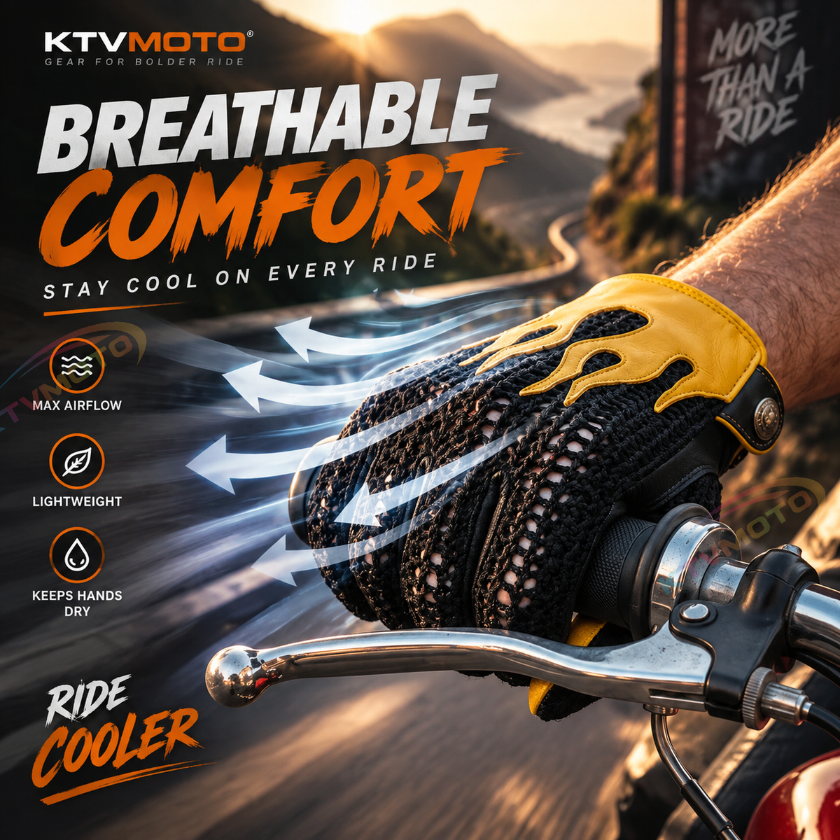 KTVMOTO Retro Flame Motorcycle Touchscreen Gloves-G68