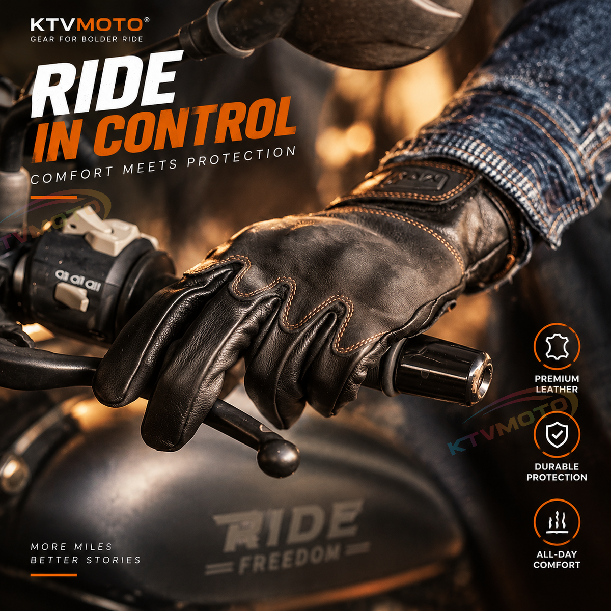 KTVMOTO Vintage sheepskin motorcycle gloves-G40