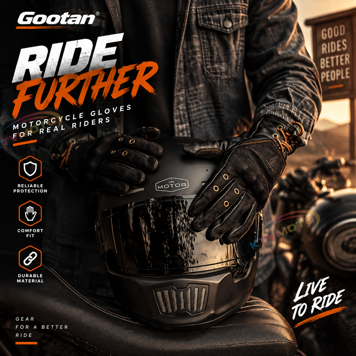 KTVMOTO Retro cowhide windproof motorcycle gloves-G36
