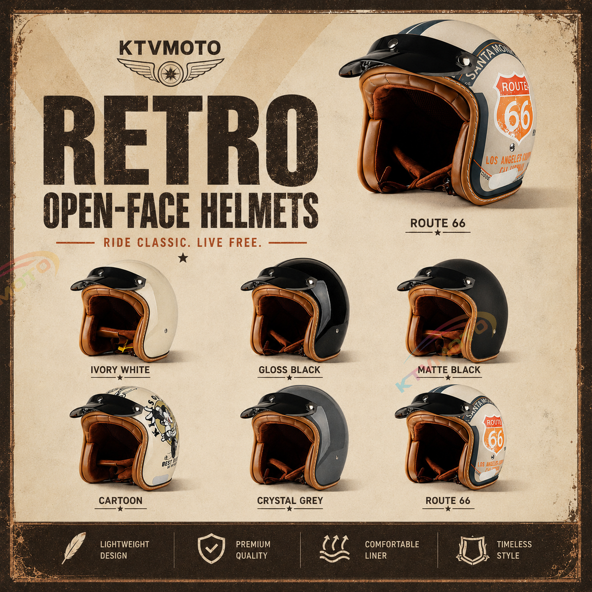DOT Motorcycle Helmet 3/4 Half Helmet-I17