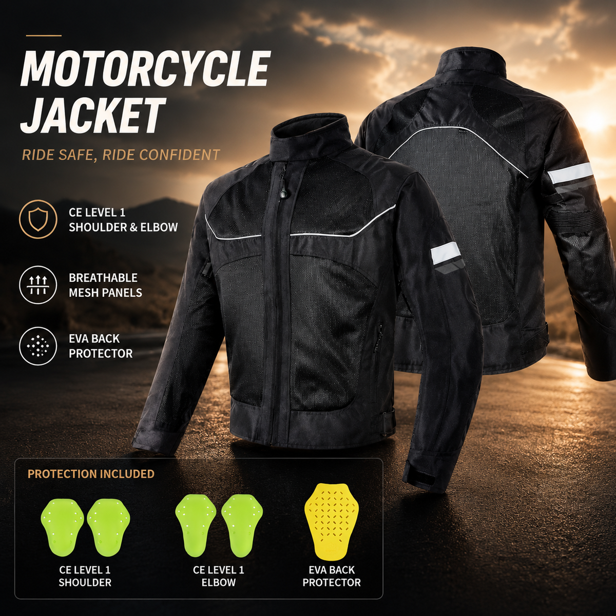 Motorcycle riding suit with reflective mesh（CE Grade）-J80