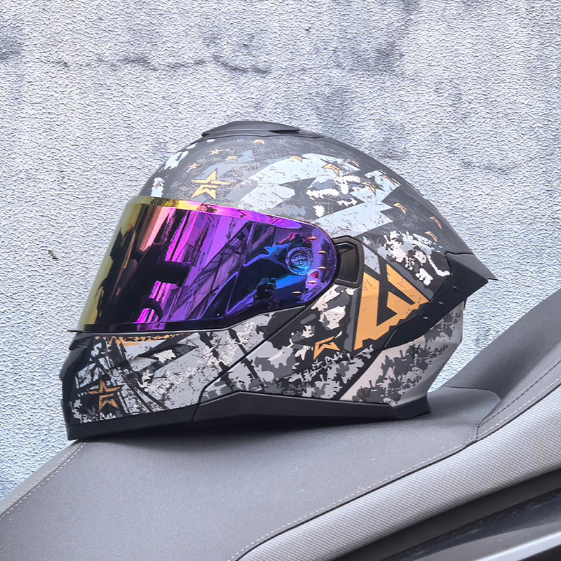 Motorcycle Flip Helmet Modular Full Face Double Visor Racing -I197
