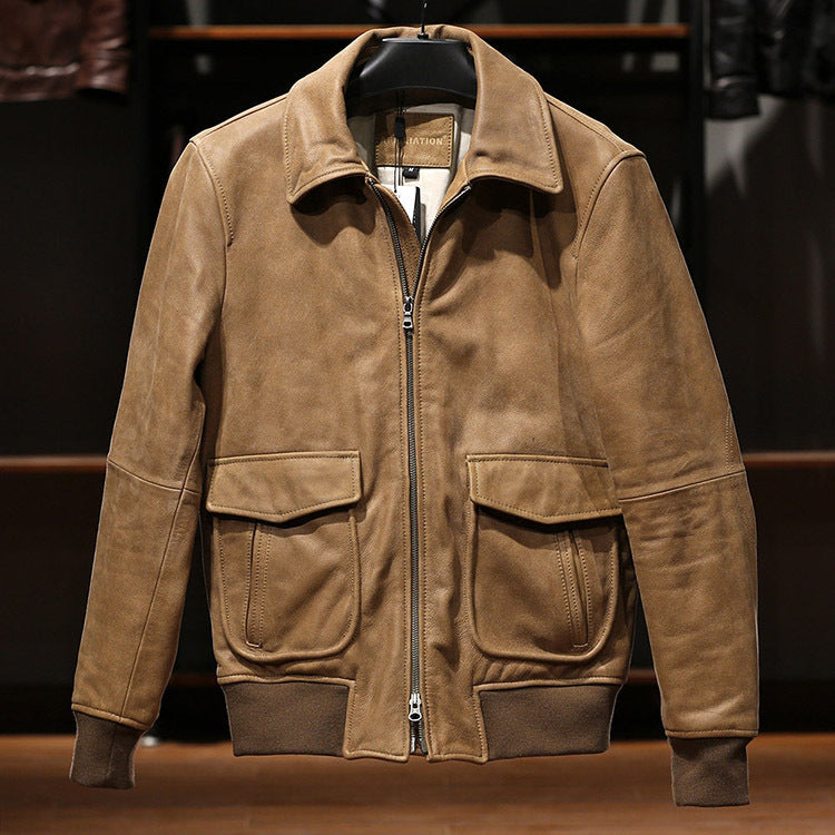 Vintage distressed A2 Pakistani goatskin flight jacket - A43