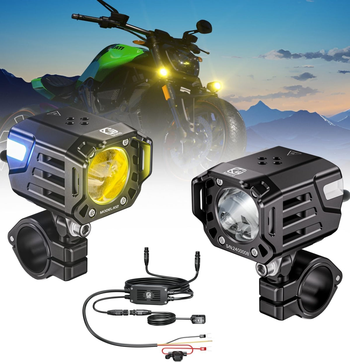 60W White Amber LED Spotlight Auxiliary Light Kit-D17