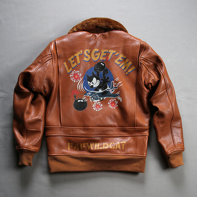 American-style Felix G1 Flight Jacket, made of genuine leather.-A50