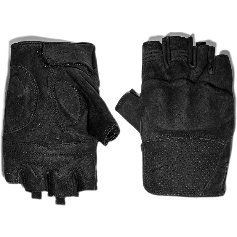 KTVMOTO Retro Motorcycle Rider Genuine Leather Half-Finger Gloves - G37