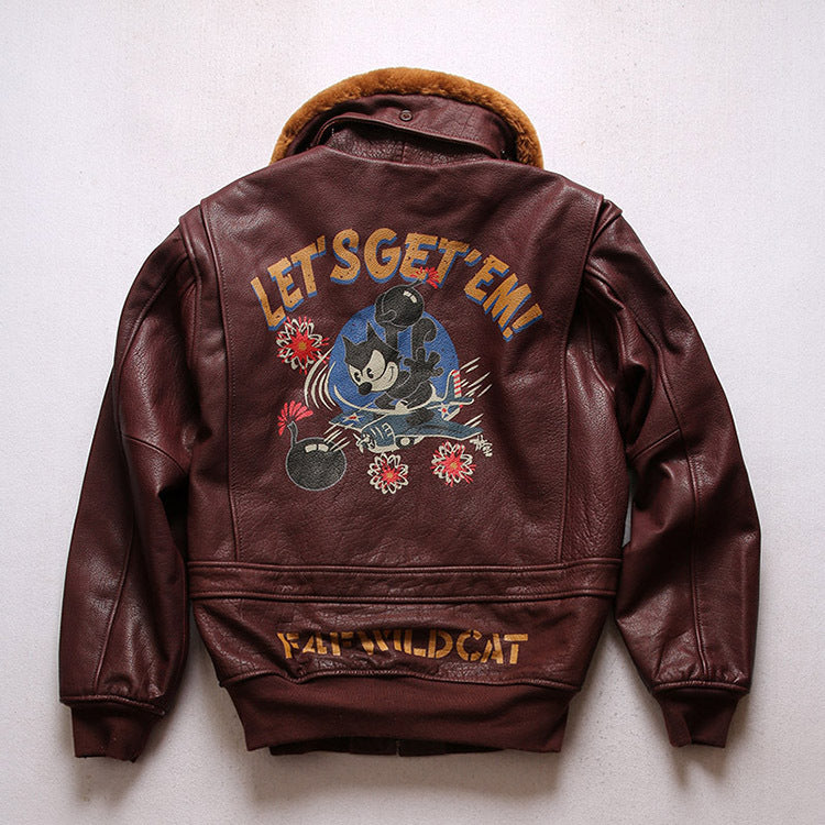 American-style Felix G1 Flight Jacket, made of genuine leather.-A50