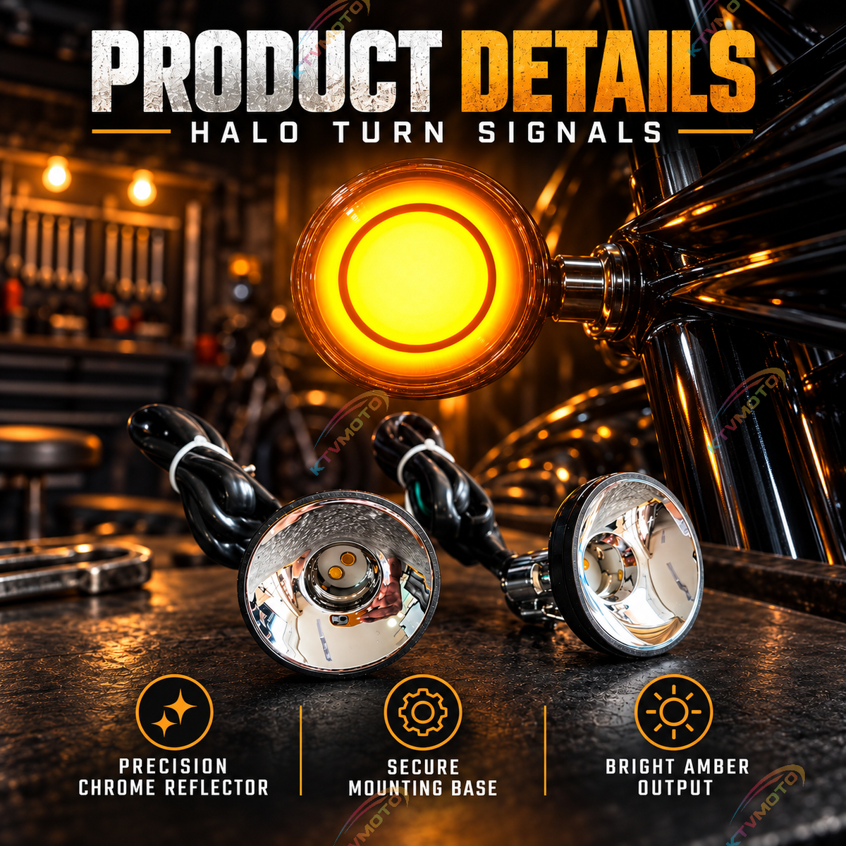 KTVMOTO Harley Halo Running & Turn Signal Lights for Motorcycles -ML09