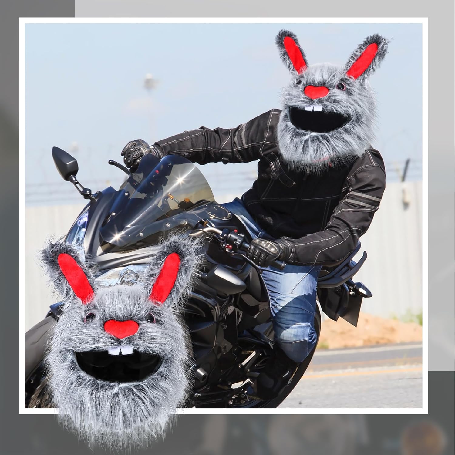 Funny motorcycle helmet covers-Angora Rabbit