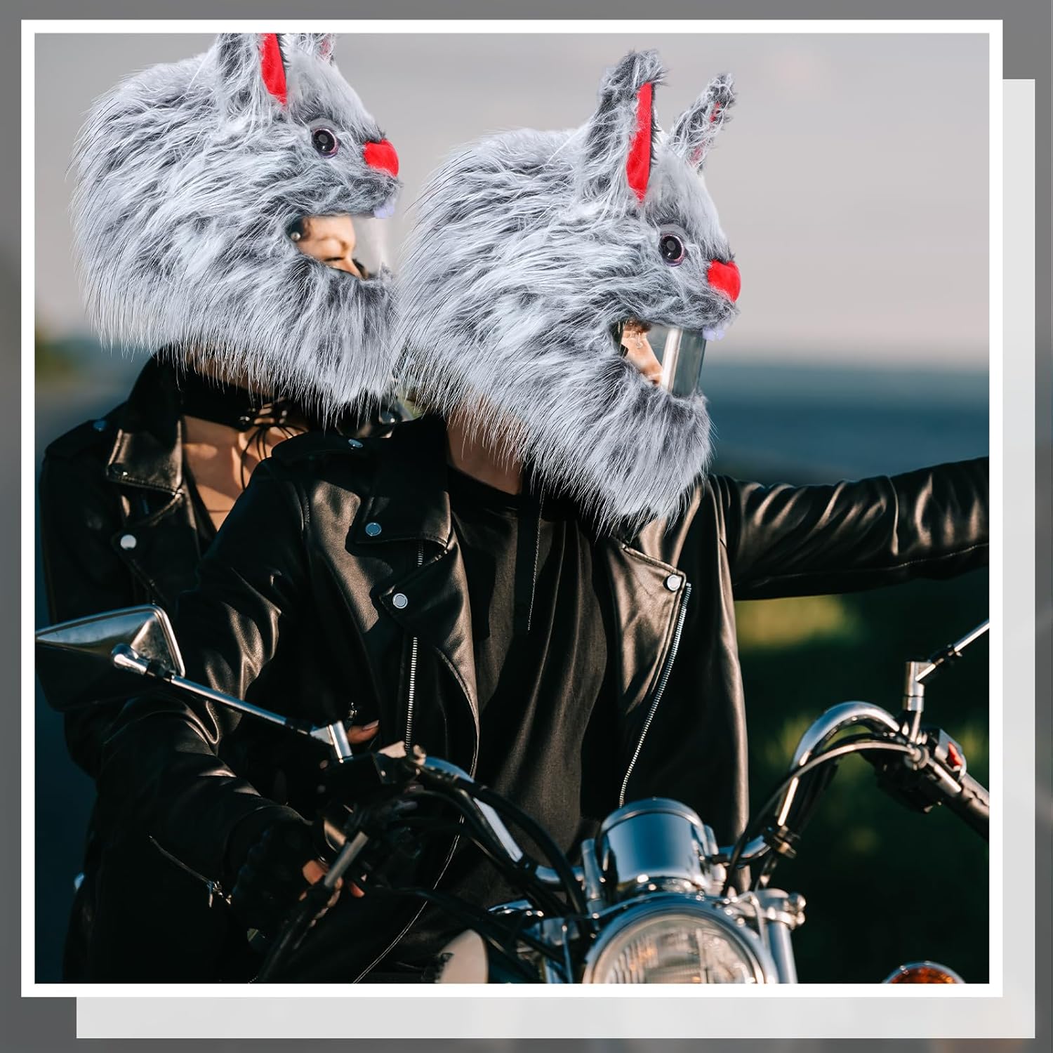 Funny motorcycle helmet covers-Angora Rabbit