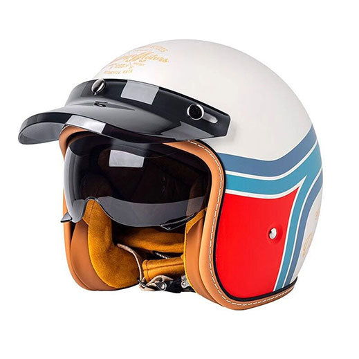 Retro open-face motorcycle helmet with sun visor-I32