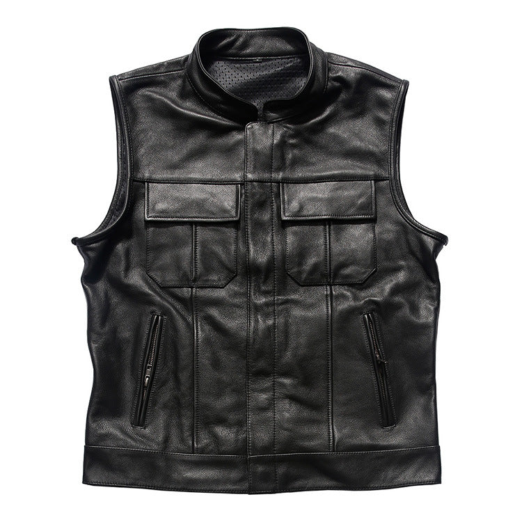 Harley vest sons of anarchy top layer cowhide motorcycle vest-A58