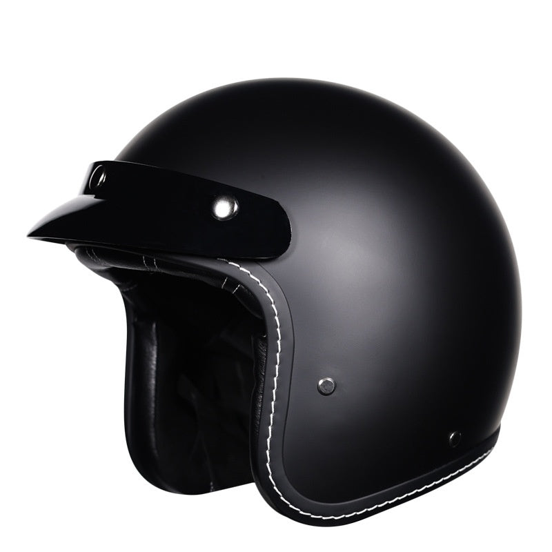KTVMOTO Retro Open Face Motorcycle Helmet with Sun Visor & Graphic Design-I240