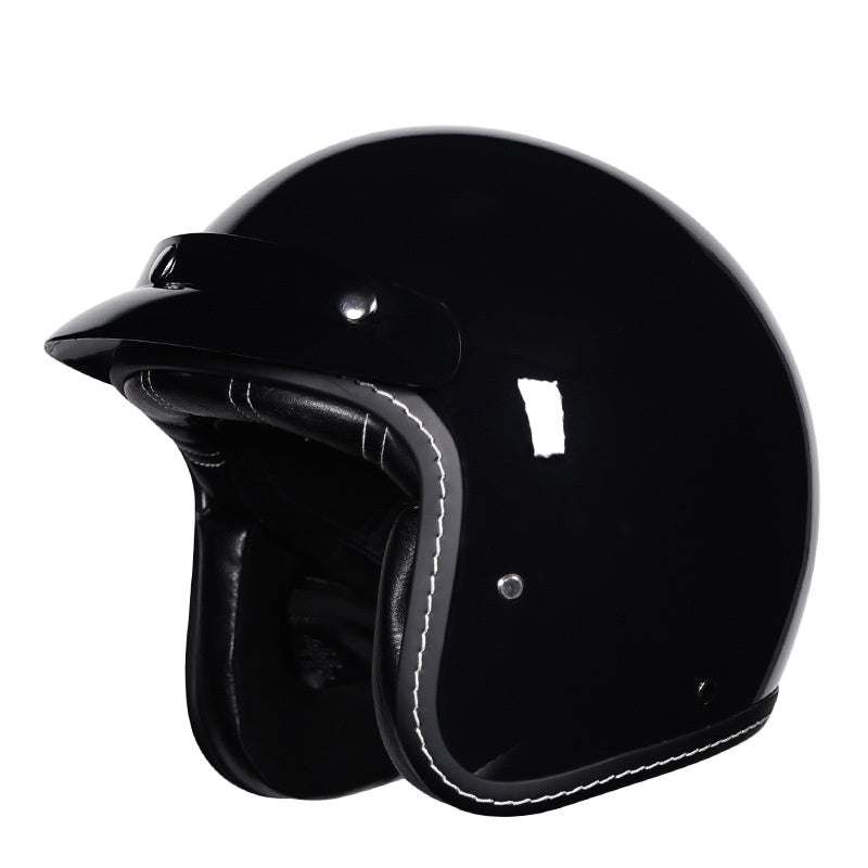 KTVMOTO Retro Open Face Motorcycle Helmet with Sun Visor & Graphic Design-I240