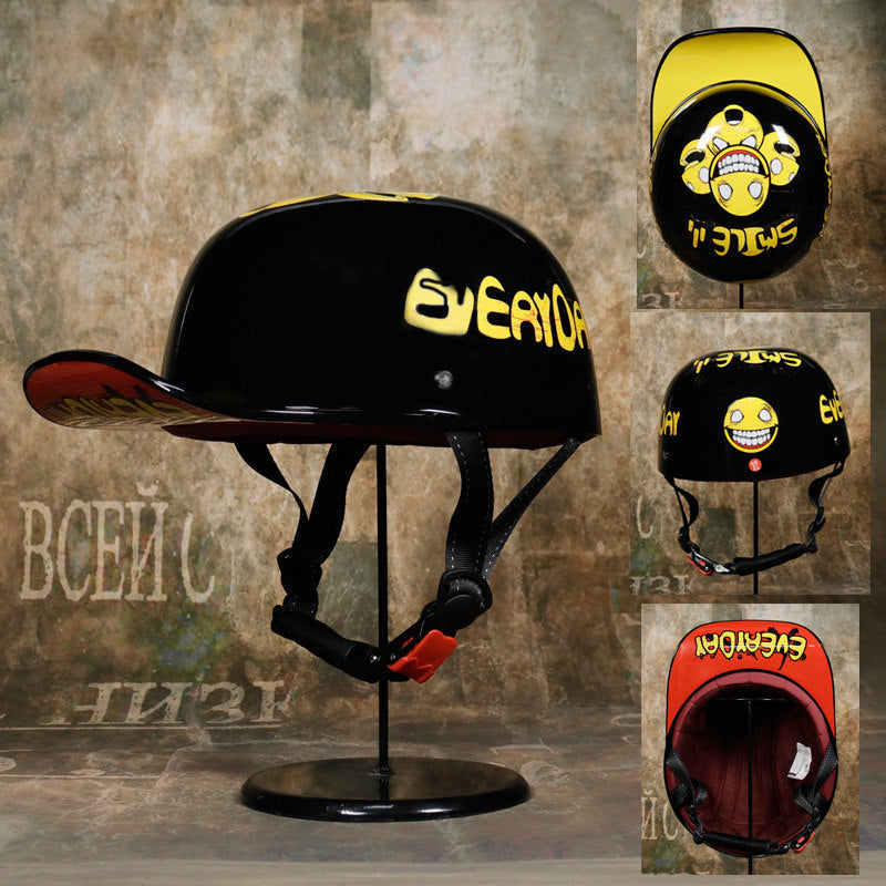 KTVMOTO Retro Half Face Motorcycle Helmet with Long Sun Visor-I248