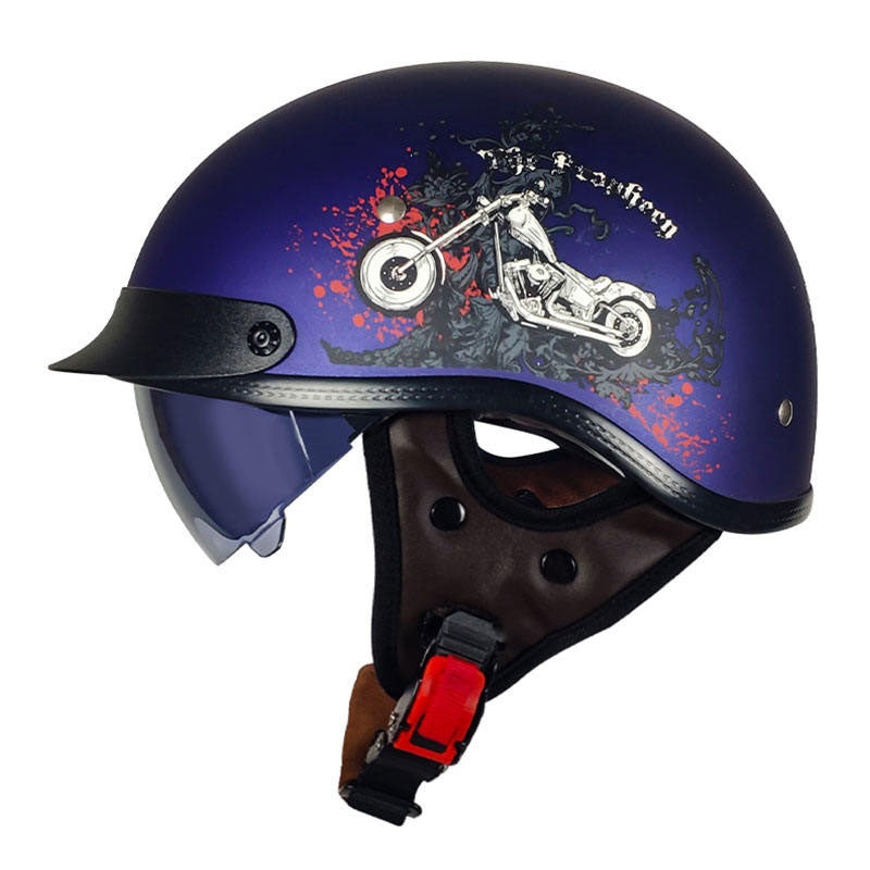 KTVMOTO Retro-style cruiser motorcycle half helmet-I13