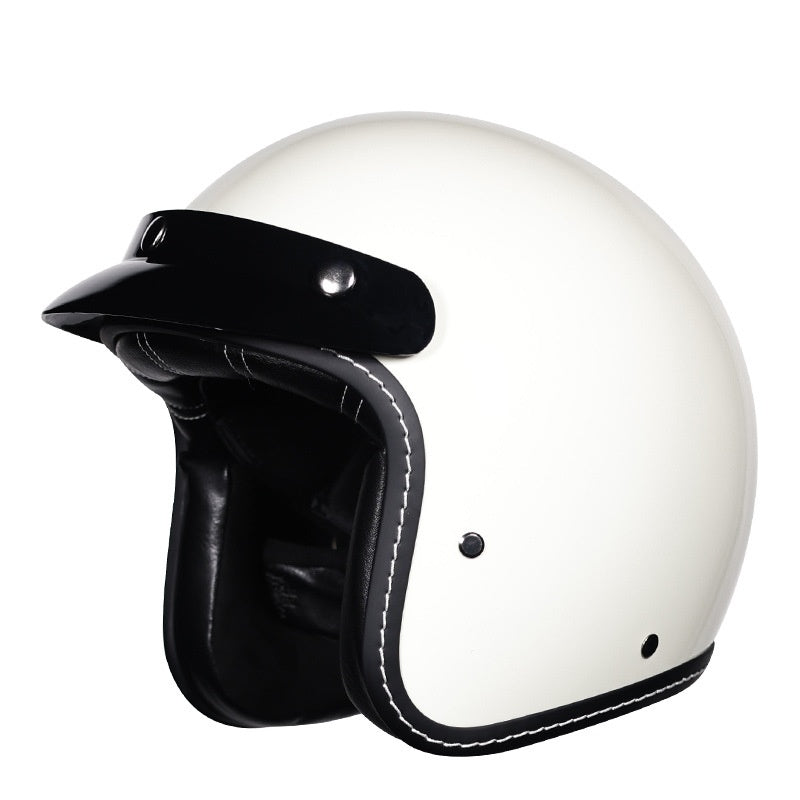 KTVMOTO Retro Open Face Motorcycle Helmet with Sun Visor & Graphic Design-I240
